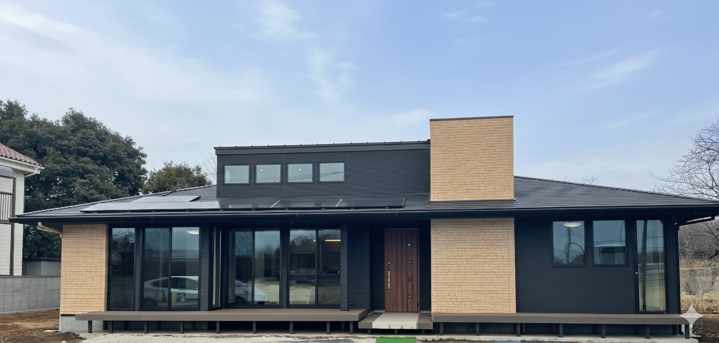 連続した窓から光がたっぷり入る平屋